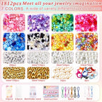 TOHONGADON 1812 Pcs Bead Keychain Making Kit, 7 Color Rainbow Beads Bag Charm Kit, Keychain Making Supplies with Beads, Great for Gifts, Festival, Party, Activity - color: 1812 Pcs Beads Keychain Kit