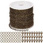SUNNYCLUE 32.8Feet/ 10m Antique Bronze Chain Bulk Brass Cable Curb Chains for Jewelry Making Findings Links 100Pcs Iron Jump Rings 30Pcs Brass Lobster Clasps Necklace Bracelet Choker 4x3x0.6mm - color: 4x3x0.6mm Links Cable Chains