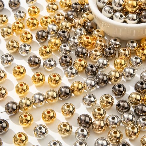 10mm Acrylic Beads 400pcs Golden&Silver&Grey Bead Round Bubble Beads for DIY Craft Jewelry Necklace Making (Golden&Silver&Grey) - color: golden&silver&grey