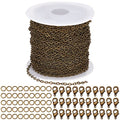 SUNNYCLUE 32.8Feet/10m Antique Bronze Chain Bulk Brass Curb Link 2.6x2x0.3mm Links Cable Chains for Jewelry Making Findings 100Pcs Iron Jump Rings 30Pcs Brass Lobster Clasps Necklace Bracelet Supplies - color: 2.6x2x0.3mm Links Cable Chains