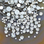 AD Beads 1440 Pieces Mixed Size No Hotfix Glue on Quality Glass Flatback Rhinestones Round Crystal Gems (01 Crystal) - color: Crystal 01