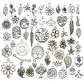 Youdiyla 100pcs Mix Silver Tree Flower Charms Collection, Bulk Mini Small Little Charms Metal Pendant Craft Supplies Findings for Necklace and Bracelet Jewelry Making (HM291) - color: Tree Flower Charms-100pcs