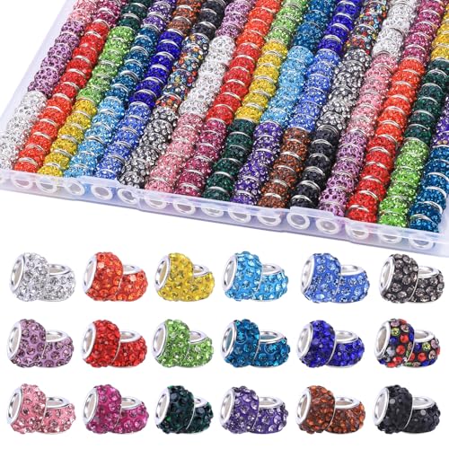 AIPRIDY European Large Hole Beads, Colorful Glass Charm Beads Set, Assorted Patterns and Designs (Fixed Color 120 Pcs) - color: Fixed color 120 Pcs