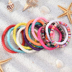 12pcs Friendship Bracelets Beaded Bracelets Heishi Bracelet Cute Bracelets Stack Vinyl Clay Disc Bead Surfer Stretch Summer Beach Bracelets For Women Preppy Bracelets - color: B