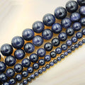 AD Beads Natural Gemstone Smooth Round Loose Beads 15" 4mm 6mm 8mm 10mm 12mm (4mm, Blue Sand) - color: Blue Sand, size: 4mm