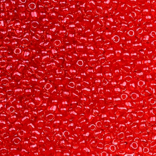2000pcs Glass Seed Beads Bulk, 4mm 6/0 Mini Pony Spacer Small Individual Color Seed Beads for DIY Bracelet Necklaces Wrist Jewelry Making, Translucent Red - color: Translucent Red