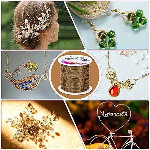 22 Gauge Jewelry Wire, Anezus Craft Wire Tarnish Resistant Copper Beading Wire for Jewelry Making Supplies and Crafting (Antique Bronze, 49 Yards/45 Meters) - color: Antique Bronze