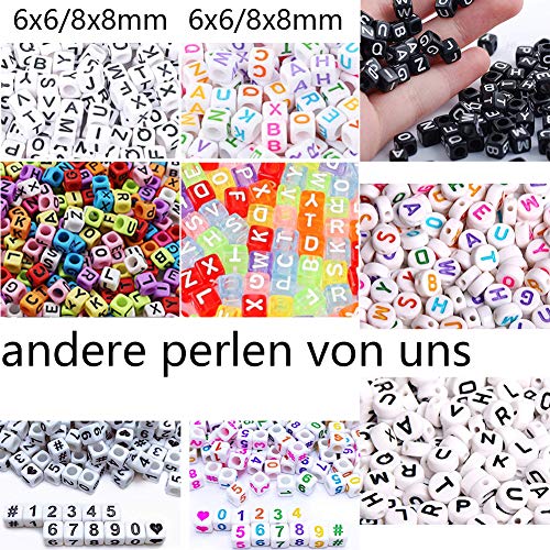 Dahi 1000pcs Black Letter Beads Square Craft Beads 6mm Cube Letter Bead A-Z Bead for Jewellery Crafts (White-Black) - color: white black 6x6mm