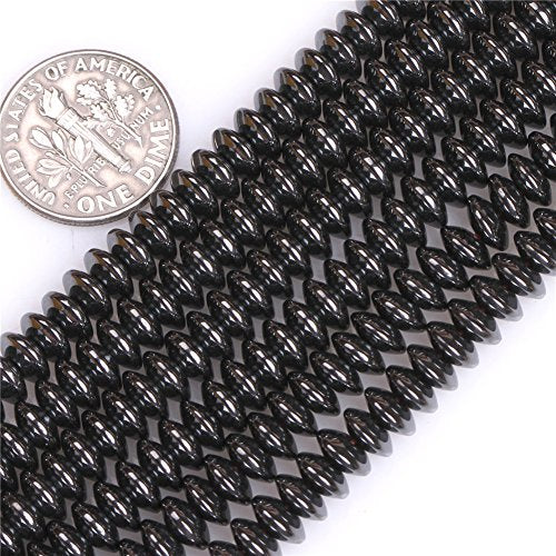 HAAMIIQII 110pcs 10mm Natural Black Hematite Loose Gemstone Beads Rondelle Shape Spacer Stone Beads for Jewelry Making DIY Bracelets Necklaces Crafting - color: Rondelle Shape, size: 10mm