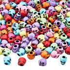 NBEADS 200pcs Halloween Skull Beads - Acrylic Skull Spacers in Mixed Colors - color: Mixed Color-Skull