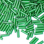 2000pcs Glass Bugle Beads, Tube Beads Bulk, Mini Long Tiny Small Waist Loose Spacer Embroidery Beaded for Bracelets Jewelry Making Sewing, Crafts, 2×6mm, Green - color: Green