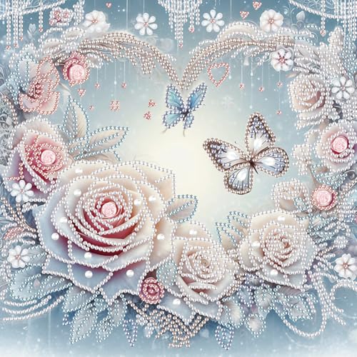 Diamond Art Painting Kits for Adults, 5D Special Shape Diamond Art Kits for Beginners, Crystal Rhinestones Diamond Art Painting for Home Wall Decoration Gift 12×12 inch, Flowers and Butterflies - color: Flower Butterfly