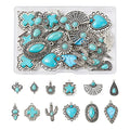 PH PandaHall 24Pcs Western Jewelry for Women Earring Bohemian Turquoise 12 Styles Pendant Charm DIY Bracelet Necklace Making, # Sky Blue (FIND-TA0001-79-Yilisi)
