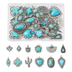 PH PandaHall 24Pcs Western Jewelry for Women Earring Bohemian Turquoise 12 Styles Pendant Charm DIY Bracelet Necklace Making, # Sky Blue (FIND-TA0001-79-Yilisi)