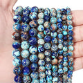 35pcs 10mm Natural Mixed Blue Imperial Jasper Gemstone Beads Energy Healing Crystal Round Loose Stone Beads for Jewelry Making, DIY Bracelets Necklaces - color: Mixed Blue Imperial Jasper, size: 10mm