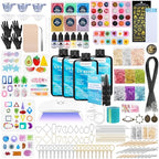 KISREL UV Resin Jewelry Making Kit, 400g Crystal Clear Resins with Light and Molds, DIY Jewelry Making Resin Kits, Resina Starter Kit for Keychain, Hair Clip and Earring - size: 400g