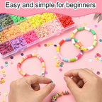 24 Colors 3600 Pcs Clay Beads Kit for Bracelets Making, Flat Round Polymer Spacer heishi Clay Beads for Craft and Jewelry Making - color: Pure Clay Beads Set-about 3600pcs