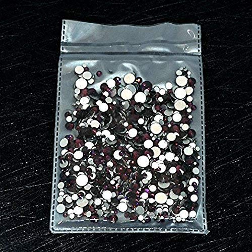 AD Beads 1440 Pieces Mixed Size Glue on Quality Glass Flatback Rhinestones Round Crystal Gems (17 Amethyst) - color: Amethyst 17