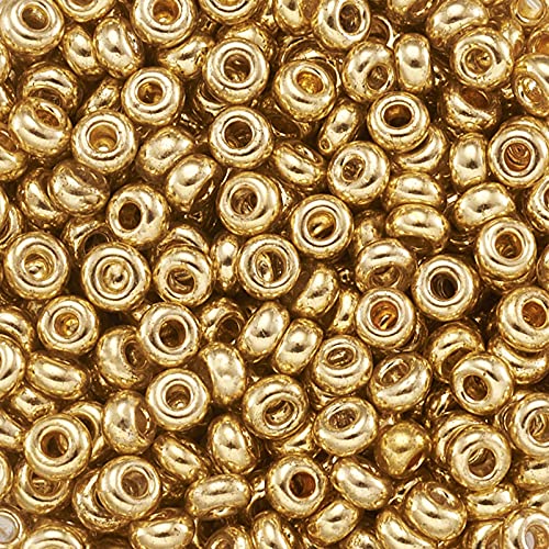 Craftdady 12/0 Golden Glass Seed Beads 2mm About 5000Pcs Metallic Small Round Pony Loose Spacer Beads for Jewelry Making Hole: 0.5mm - color: Metallic Golden, 2mm
