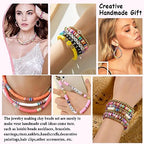 JMUQ 14 Strands Yellow Clay Beads Bracelet Making Kit, 5500 Flat Polymer Clay Heishi Beads for Friendship Bracelets Jewelry Making Kit with Letter Pearl Gold Spacer Beads for Women - color: yellow