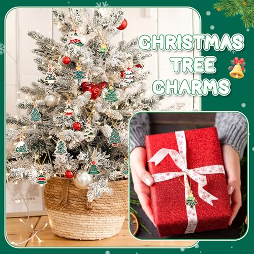 SANNIX 90 Pcs Christmas Charms for Jewelry Making, Christmas Tree Charms Holiday Xmas Enamel Pendants for Bracelets Necklaces Earrings Making and Crafting - color: Christmas Tree Color