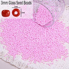 5000pcs Glass Seed Beads, 3mm 8/0 Small Individual Color Seed Beads Mini Pony Bulk for DIY Bracelet Necklaces Wrist Jewelry Making, Light Pink - color: Light Pink