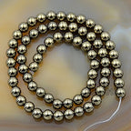 AD Beads Natural Faceted & Smooth Metallic Hematite Round Gemstone Loose Beads 16" 2mm 3mm 4mm 6mm 8mm 10mm (4mm, Pyrite Hematite (Smooth)) - color: Pyrite Hematite (Smooth), size: 4mm