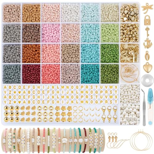 TEXGIZRLY 3mm Seed Beads for Bracelets Making, Friendship Bracelet Making Kit for Girls, 24 Colors Bead Bracelet Kit, Beads for Jewelry Making Kit, DIY, Arts, Crafts Gifts Age 4+ (3MM-B) - size: Seed Beads 3MM-B