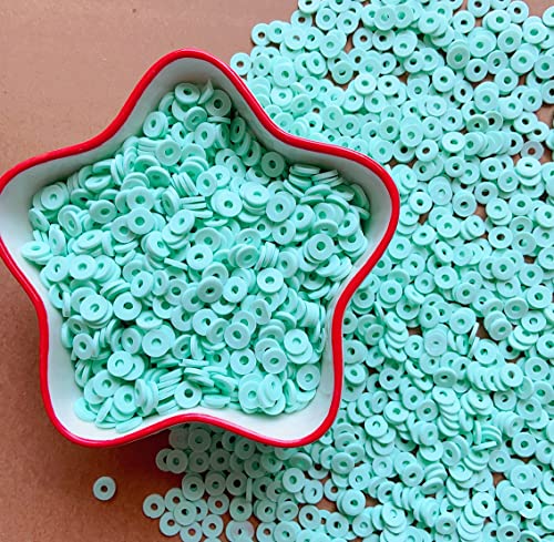 3000Pcs Flat Round Polymer Beads Vinyl Heishi Beads for Jewelry Making Women Necklace Bracelet Earrings(06-Lake Blue) - color: 06-Lake Blue