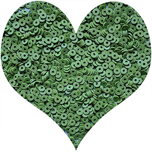 3000Pcs Flat Round Polymer Beads Vinyl Heishi Beads for Jewelry Making Women Necklace Bracelet Earrings(17-Army Green) - color: 17-Army Green