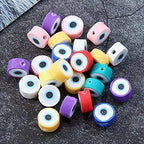 100pcs Colorful Evil Eye Polymer Clay 10mm Spacer Beads for Women Jewelry Making DIY Bracelet Necklace Hair Clip Accessories (Evil Eye) - color: Evil Eye