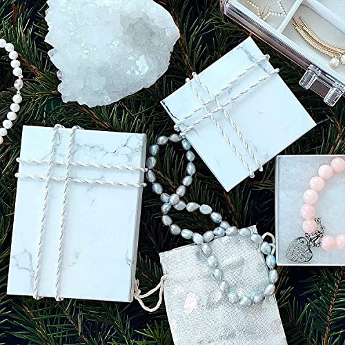 TheDisplayGuys - 100-Pack #10 Cotton Filled Cardboard Paper Jewelry Boxes Gift Case - Marble White (1.9" x 1.3" x 0.7") - for Shipping or Storage - size: 1 Count (Pack of 100), style: 1.9" x 1.3" x 0.7" (#10)