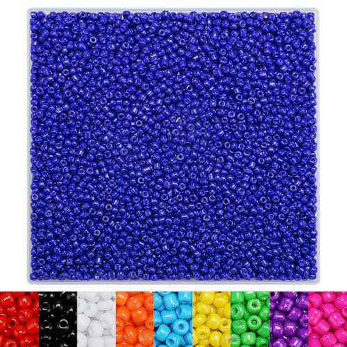 IOOLEEM Dark Blue 3mm Glass Beads, 4000+pcs for Jewelry Making - color: Dark Blue, size: 3mm / 4000pcs