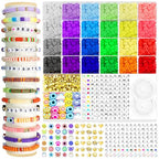 ARTDOT 5342 PCS Clay Beads for Friendship Bracelets Making Kit, 24 Rainbow Colors Jewelry Making Supplies Heishi Beads with Elastic String and Organizer Gifts - color: 5342 PCS