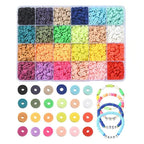 24 Colors 3600 Pcs Clay Beads Kit for Bracelets Making, Flat Round Polymer Spacer heishi Clay Beads for Craft and Jewelry Making - color: Pure Clay Beads Set-about 3600pcs
