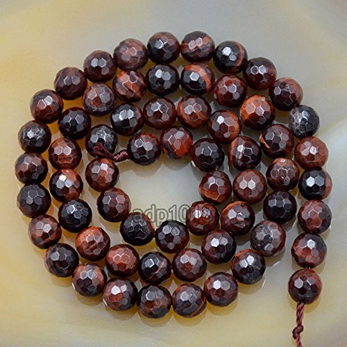 AD Beads Natural Gemstones Faceted Round Spacer Loose Beads 15.5'' 4mm to 10mm (6mm, Faceted Red Tiger's Eye) - color: Faceted Red Tiger's Eye, size: 6mm