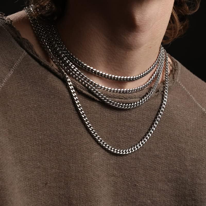 ChainsHouse Stainless Steel Mens Cuban Link Chain, Black/ 18K Gold Plated Miami Cuban Chain Necklace, 5mm/7mm/9mm/12mm/14mm Width, No Tarnish& Durable Hip Hop Mens Jewelry, 18"-30", Send Gift Box - color: a. 7mm width-steel, size: 20 inches