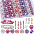AIPRIDY Jewelry Making Beads Set, 300 PCS 10mm Rhinestone Clay Beads, 8mm Mixed Color Spacer Beads with Pearl and Floral Beads for DIY Jewelry Making (Pink + Purple + Rose + Champagne) - color: Pink + Purple + Rose + Champagne