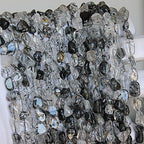 MJDCB Natural Irregular Shape Stone Beads 6-8mm Black Quartzrutilated Gemstone Energy Crystal for Jewelry Making Bracelet Necklace - color: Black Quartzrutilated