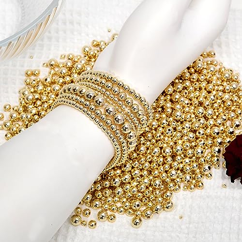 300pcs 14K Gold Beads,Seamless Gold Round Beads,Brass Loose Beads,Spacer Beads that Do Not Fade Easily,Gold Beads for Bracelet Necklace Making (6MM) - size: 6MM