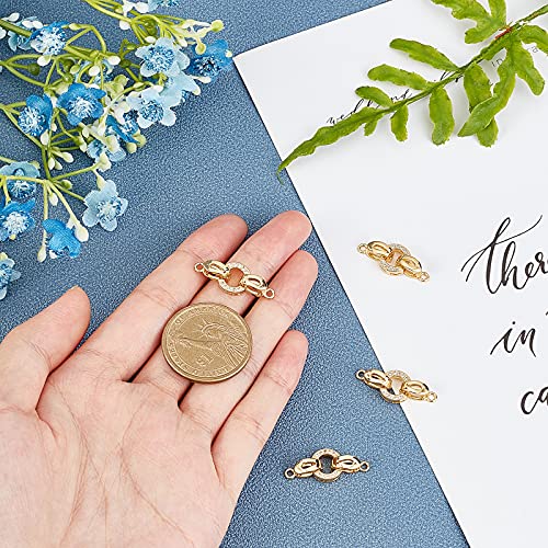 CHGCRAFT 5 Set 25.5mm Real 18K Golde Plated Brass Micro Pave Cubic Zirconia Fold Over Clasps Oval Shaped Long-Lasting Golden Plated Clasps for Earrings Bracelet Jewelry Making Pendant Connector