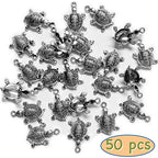 Heather's cf Silver Sea Charms – Antique Pendants, Non-Tarnish, Lead-Free & Nickel-Free, Bulk Ocean Animal Charms for DIY Jewelry, Bracelets, Necklaces, Earrings, Beach Craft Supplies (Sea Animals) - color: Turtle-50pcs