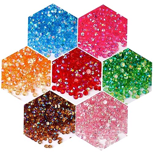 3000 Pieces SS6 2mm Flatback Rhinestones AB Clear Round Gems Crystals for Nail Art DIY Crafts Clothes Shoes Bags （Transparent AB） - color: Transparent AB, size: SS6/2mm