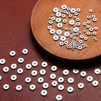 100pcs Silver Plated Brass Flat Disc Spacer Beads for DIY Bracelet, Necklace Jewelry Making (Silver-8mm) - color: Silver-8mm