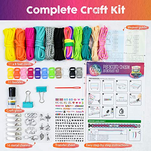 Paracord Bracelet Making Kit with Charms - Art & Craft Gift for Girls Age 8 9 10 11 12 & Teens 13 14 year old. Make Your Own Friendship & Fashion Jewelry for Birthday, Camp & Project Activity - style: Bracelet Making Kit