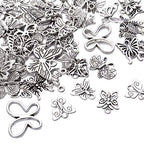 60pcs Silver Butterfly Charms Tibetan Butterfly Shape Alloy Pendants Insect Charms for DIY Necklace Bracelet Earrings Jewelry Making - style: Mixed Silver Butterfly Charms