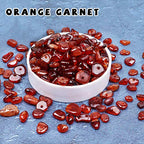 500 pcs Natural Chip Stone Beads, Orange Garnet 5-8 mm Irregular Gemstones Healing Crystal Loose Rocks Bead Hole Drilled for Jewelry Making Bracelet - color: Orange Garnet