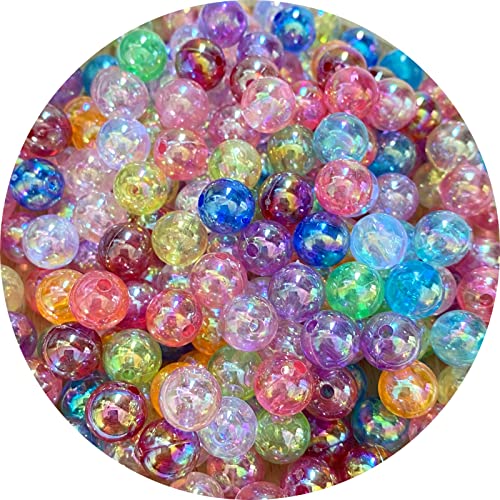 400pcs 8mm Acrylic Round Bubble Beads AB Colorful Plastic Loose Spacer Beads for DIY Craft Making Necklace Bracelet Earring Ornament(Multicolor AB) - color: Multicolor AB, size: 8mm