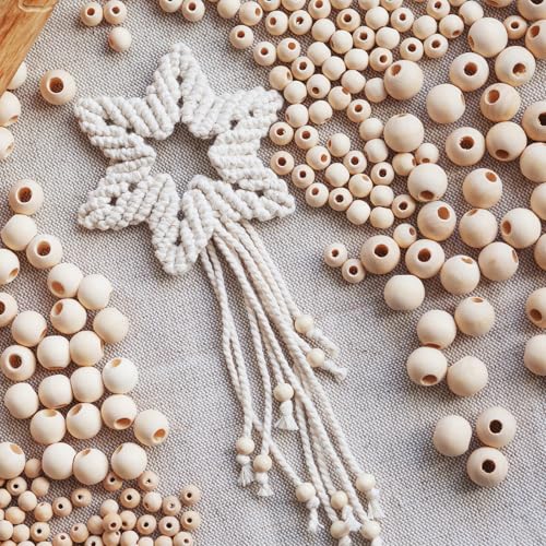 1000pcs Wooden Beads for Crafts 7 Sizes Natural Unfinished Bulk Beads for Garland Macrame Jewelry Making & DIY Farmhouse Decor - size: Mix-Sizes