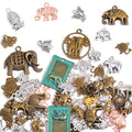 stino 100g Metal Pendant Charms for Jewelry Making, Bulk Silver & Gold Plated Charms for Braclet Necklace Crafts, Animal Plant Flower Pet and so on - color: Elephant Mixed Color